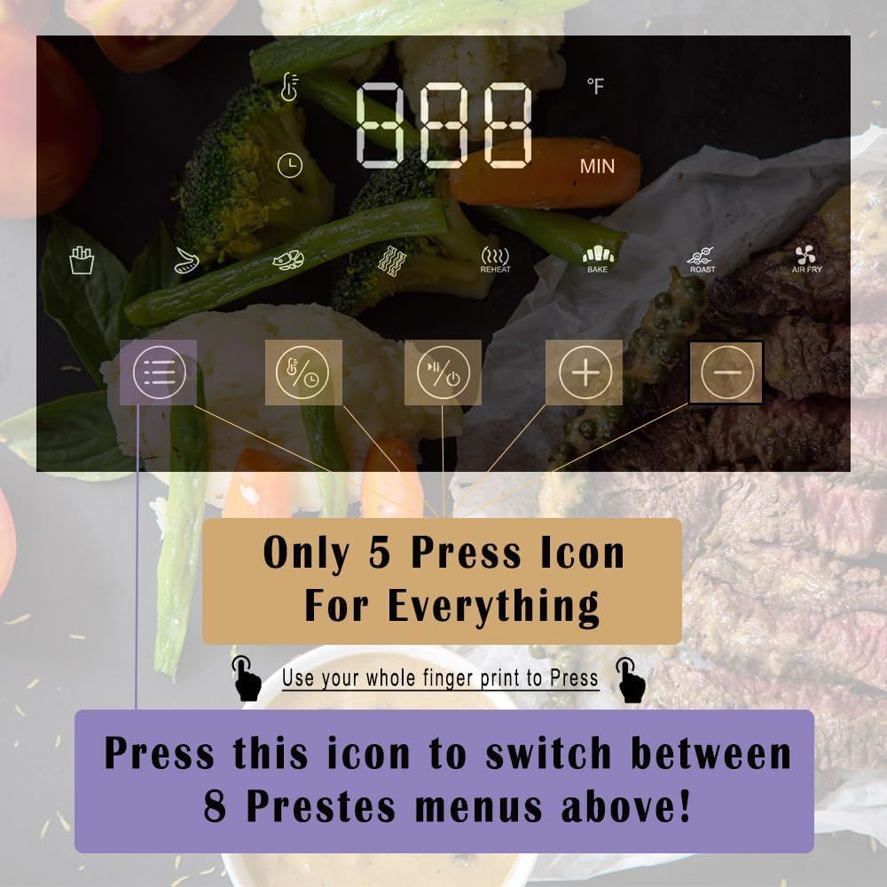 ASZ Air Fryer with Window Visible- 5 quart Compact- Digital Airfryer 5qt for 2-3 people - 5 qt for Office Dorm Room - 8 in 1 Bake Toast Broil Reheat - 1400W, 400℉ Kitchen Airfry Countertop Gift