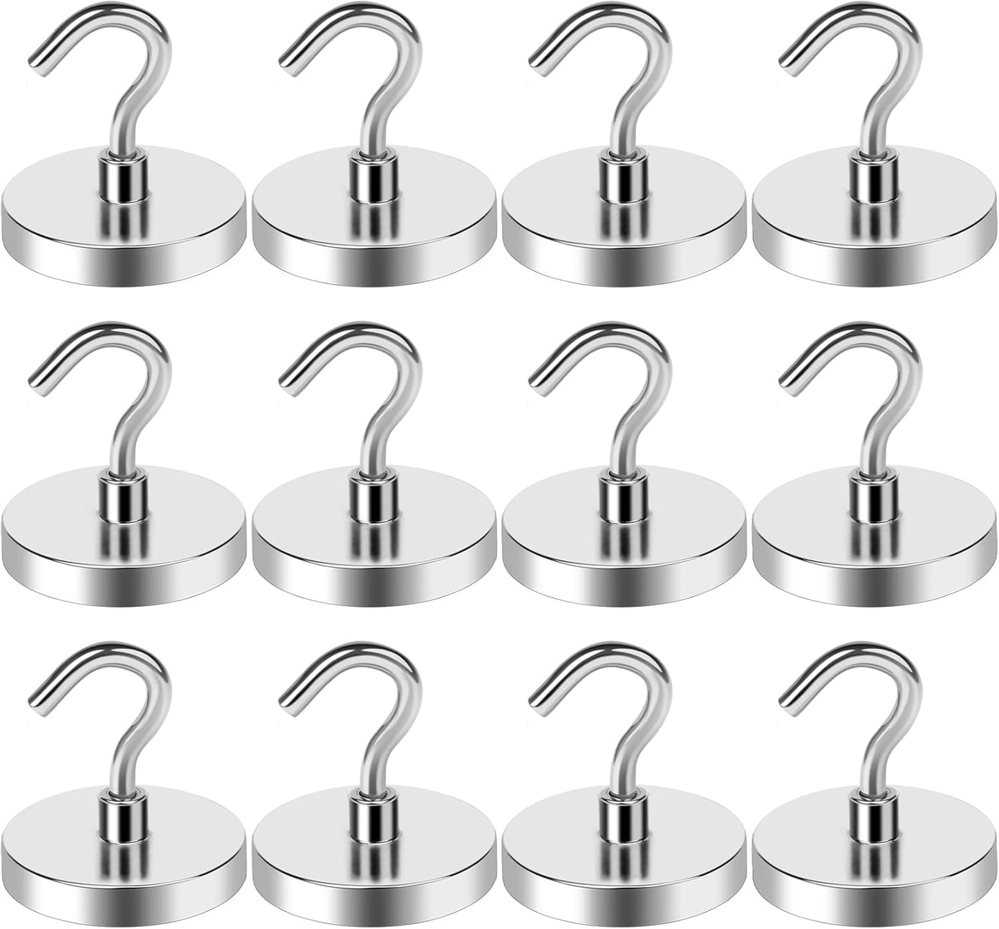 LOVIMAG Magnetic Hooks for Cruise Cabins, 110lbs Magnetic Hooks for Classroom, Strong Magnets with Hooks for Hanging, Neodymium Magnet Hooks for Fridge, Ceiling, Locker, Camper, Travel-12 Pcs
