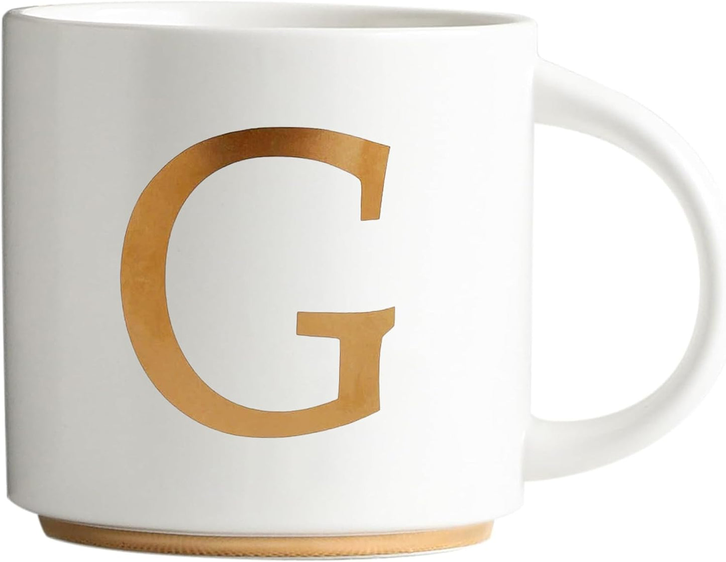 COLLECTIVE HOME - Monogram Ceramic Mugs, 15 oz Golden Initial Coffee Cups, Elegant Alphabet Tea Mugs, Elegant Personalized Mug with Gift Box, Unique Mug with Double Side Capital Letter (G)