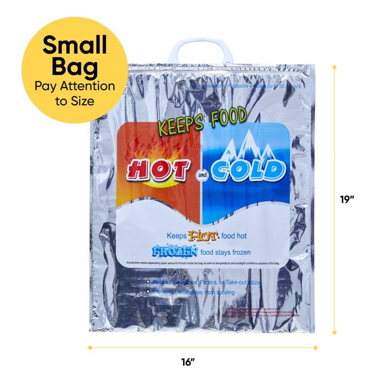 Superio Hot and Cold Insulated Bags for Food Delivery, Grocery Shopping Bags, Food Storage for Hot and Frozen Food for Travel, Disposable Cooler Bag, Reinforced Thermal Lunch Bag (5, 16"x19.25")
