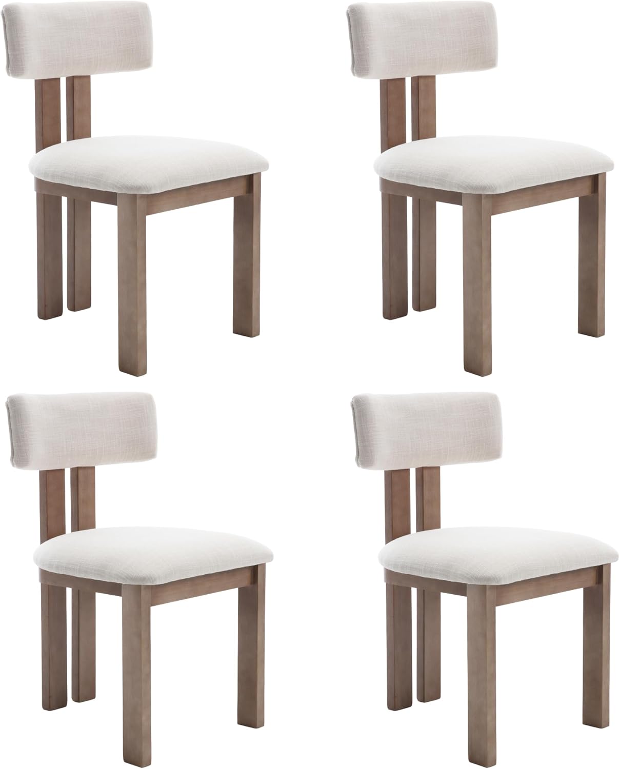 chairus Dining Chairs Set of 4 Linen Fabric Diner Chairs Farmhouse Wood Chairs for Kitchen and Dining Room, Beige