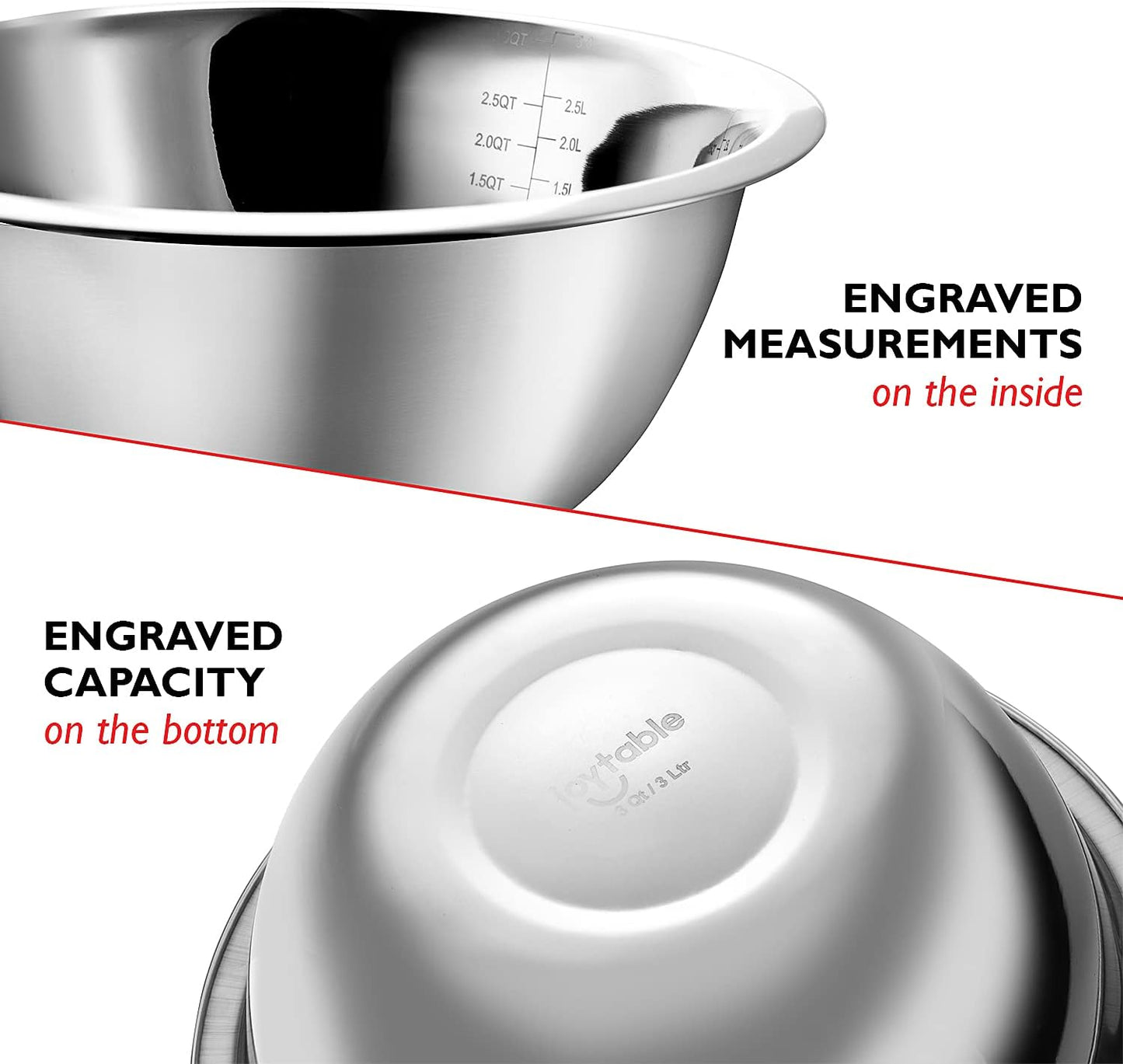 EATEX Stainless Steel Mixing Bowls with Measuring Cups & Spoons Set of 14 - Dishwasher Safe Nesting Mixing Bowl Set for Cooking, Baking & Meal Prep Non-Slip Premium Bowls