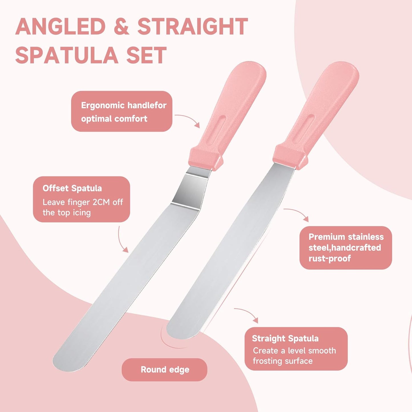 Cake Decorating Kit, 138pcs Cake Decorating Supply with Aluminium Cake Turntable, 64 Numbered Icing Piping Tips, 2 Spatulas, 3 Icing Comb Scraper and Leveller, 32 Piping Bags,cake decorating tool