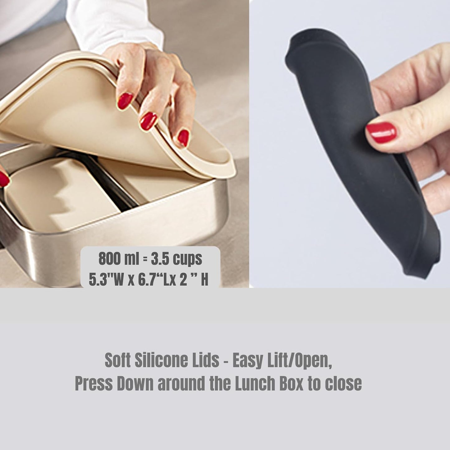 Flexibento - Leak proof Stainless Steel Lunch Box | Lunch Containers with Lids | Steel Bento Box | Meal prep| Snack Containers |Metal lunch Box (Midnight -3PC set (1 * 27 oz + 2 * 6.5oz))