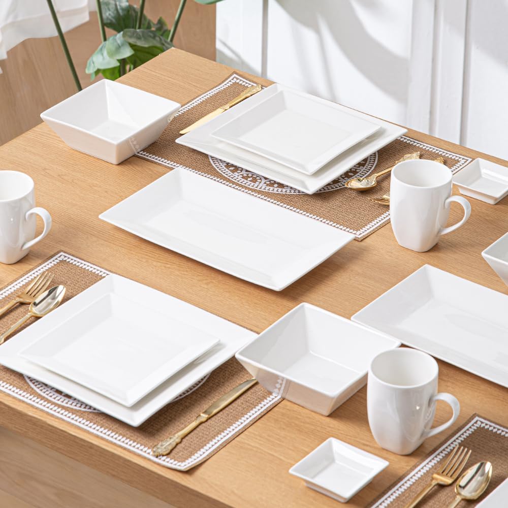 Porlien 12-inch White Porcelain Serving Platters for Party, Wedding and Entertaining, Rectangular Serving Plates Set of 3, Serving Tray for Dinner, Appetizers and Desserts