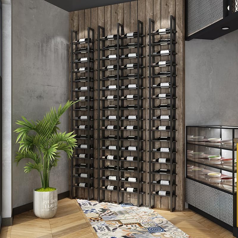 Wine Rack Freestanding Floor, 16 Tier 16 Bottle Capacity Display Holder, Industrial Wine Bottle Storage Shelves, for Any Bar, Wine Cellar, Kitchen, Dining Room (Gold, 1 Column)