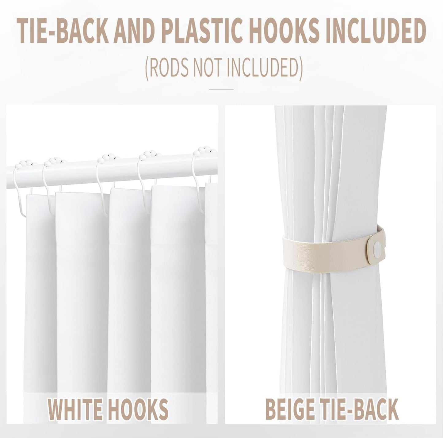 Vatge Door Curtains for Doorway, Folding Door Curtain Interior Closet Curtain for Bedroom, Bathroom, and Laundry Room, Pleated Door Curtains for Doorway,1 Panel with Tieback, W39 x L78, White