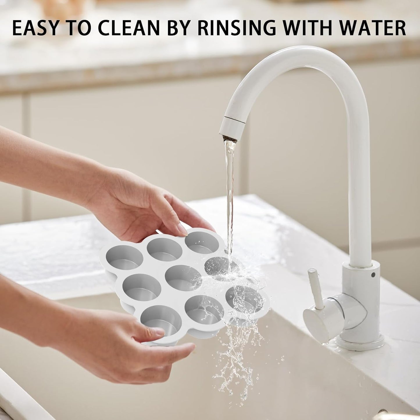 Uudimee Silicone Muffin Pan -9cups Mini Muffin Pan Non-Stick Silicone Mold, 2Pcs Silicone Mini Muffin Pan Is Perfect For Muffins, Cakes, Tarts, Breads, Dishwasher Safe-9Cups (Pink + Gray)