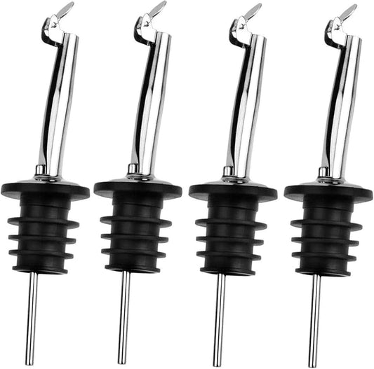 4 Pack Oil Pourerswith Flip Top, Olive Oil Dispenser Spout, Oil Spout Liquor Bottle Pourer Spouts, Speed Pour Spouts for 3/4" Bottle Mouth