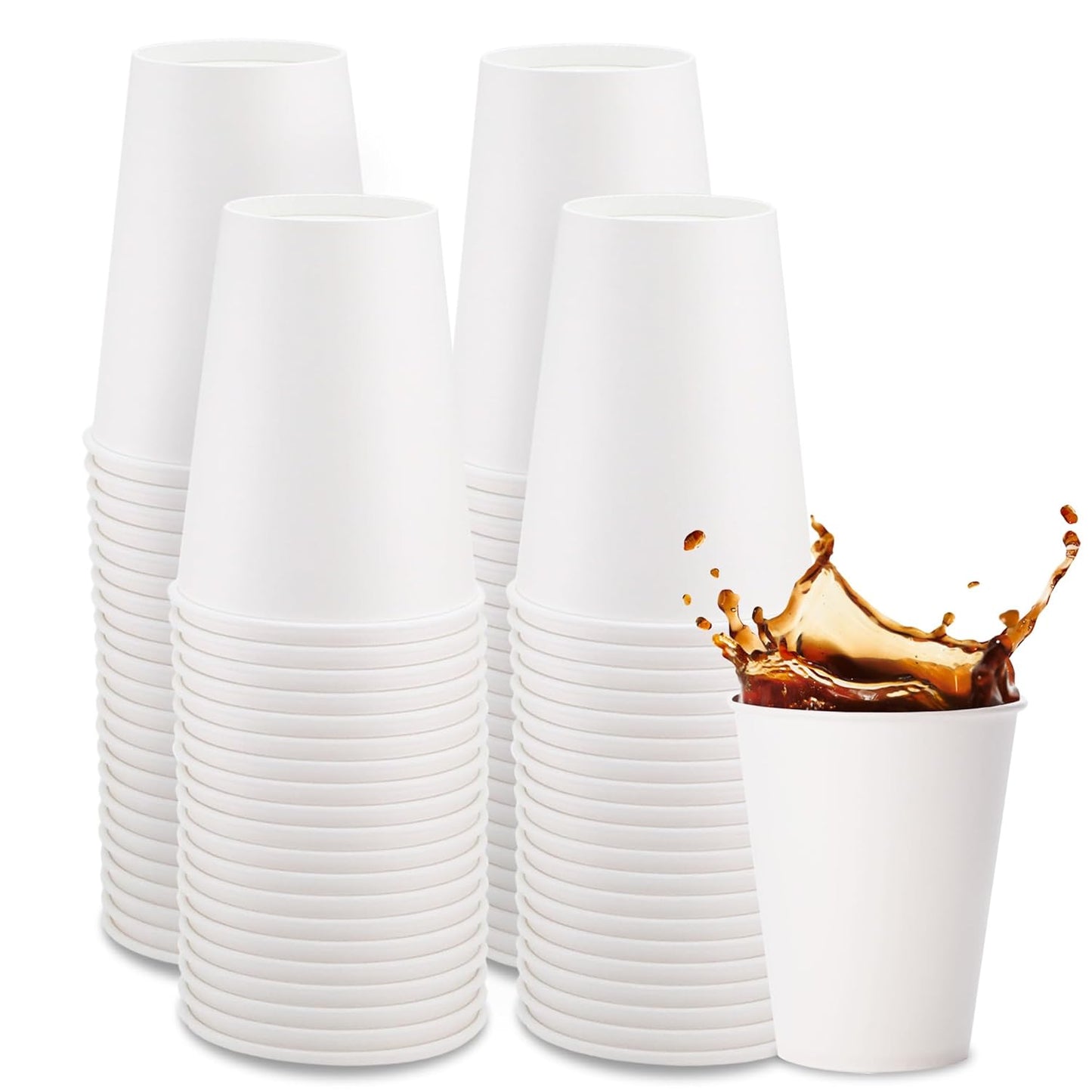 Freshware Coffee Cups 12 oz [100 Pack] Disposable Paper Cups for Hot or Iced Coffee Cup, Slushie Cup, Milkshakes, Smoothies, and Tea