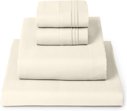 Mellanni King Sheets Set - 4 PC Iconic Collection Bedding - Hotel Luxury, Extra Soft, Cooling Bed Sheets - Wrinkle, Fade, Stain Resistant (King, Golden Ivory)