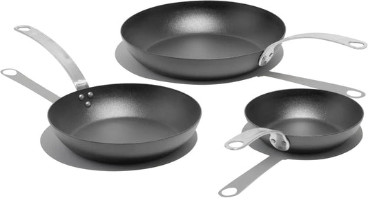 Made In Cookware - 3 Piece (Includes 8",10",12") Seasoned Blue Carbon Steel Frying Pan - (Like Cast Iron, but Better) - Professional Cookware - Crafted in Sweden - Induction Compatible
