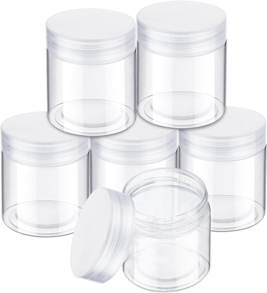 SATINIOR 6 Pack 8 oz Plastic Jars Containers with Lids Wide-mouth Refillable Leakproof Reusable Round Empty Jars for Travel Cosmetic Dry Food Spice Candy Cookie Home Kitchen Organizing (Clear)