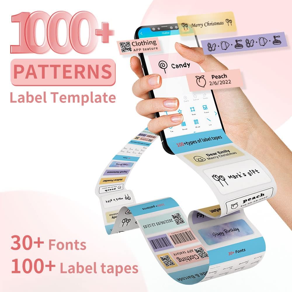 Phomemo Label Maker Machine, D30 Portable Handheld Bluetooth Mini Label Printer, Multiple Templates Smartphone Thermal Small Label Maker for Kids School Items, Classroom Teacher Supplies, Easy to Use