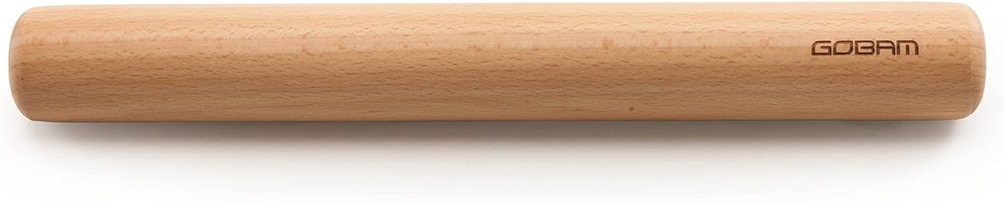 GOBAM Wood Rolling Pin, Small - Dough Roller for Pasta, Cookies, Pie, Pizza, Chapati, Fondant, Rolling Pins for Baking, Bread Making Tools and Supplies - 11 x 1.38 Inches