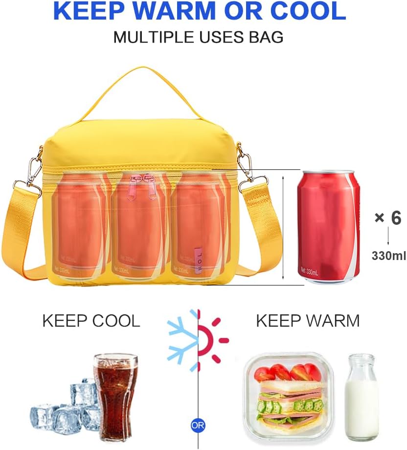 NOL Natural Organic Lifestyle Insulated Lunch Bags for Women Cooler Bag Lightweight Nylon Waterproof Lunch Box For Work