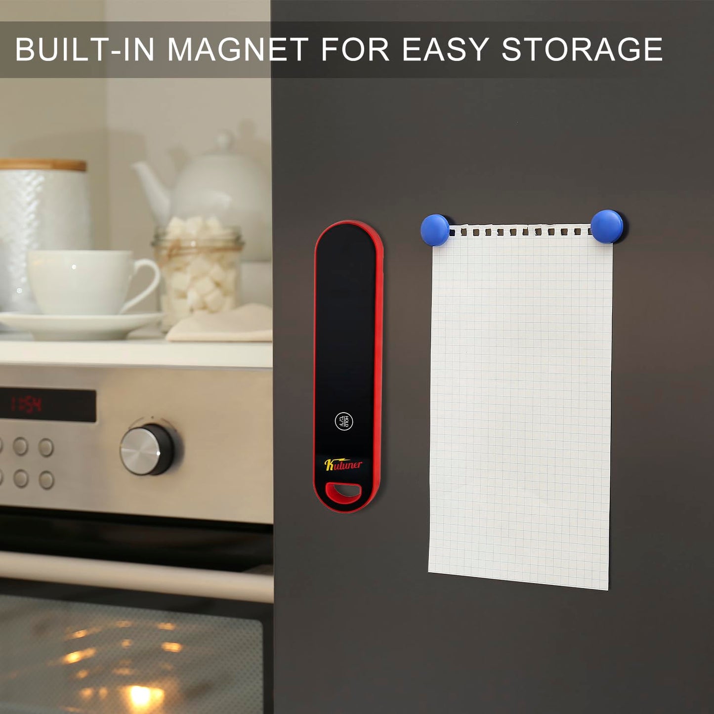 KULUNER The Latest Thermocouple Instant Reading Meat Thermometer Digital,Faster Less Than 0.6 Second Response,IP67 Waterproof Thermometer Suitable for Grilling, Cooking,BBQ Gifts for Men (Red)