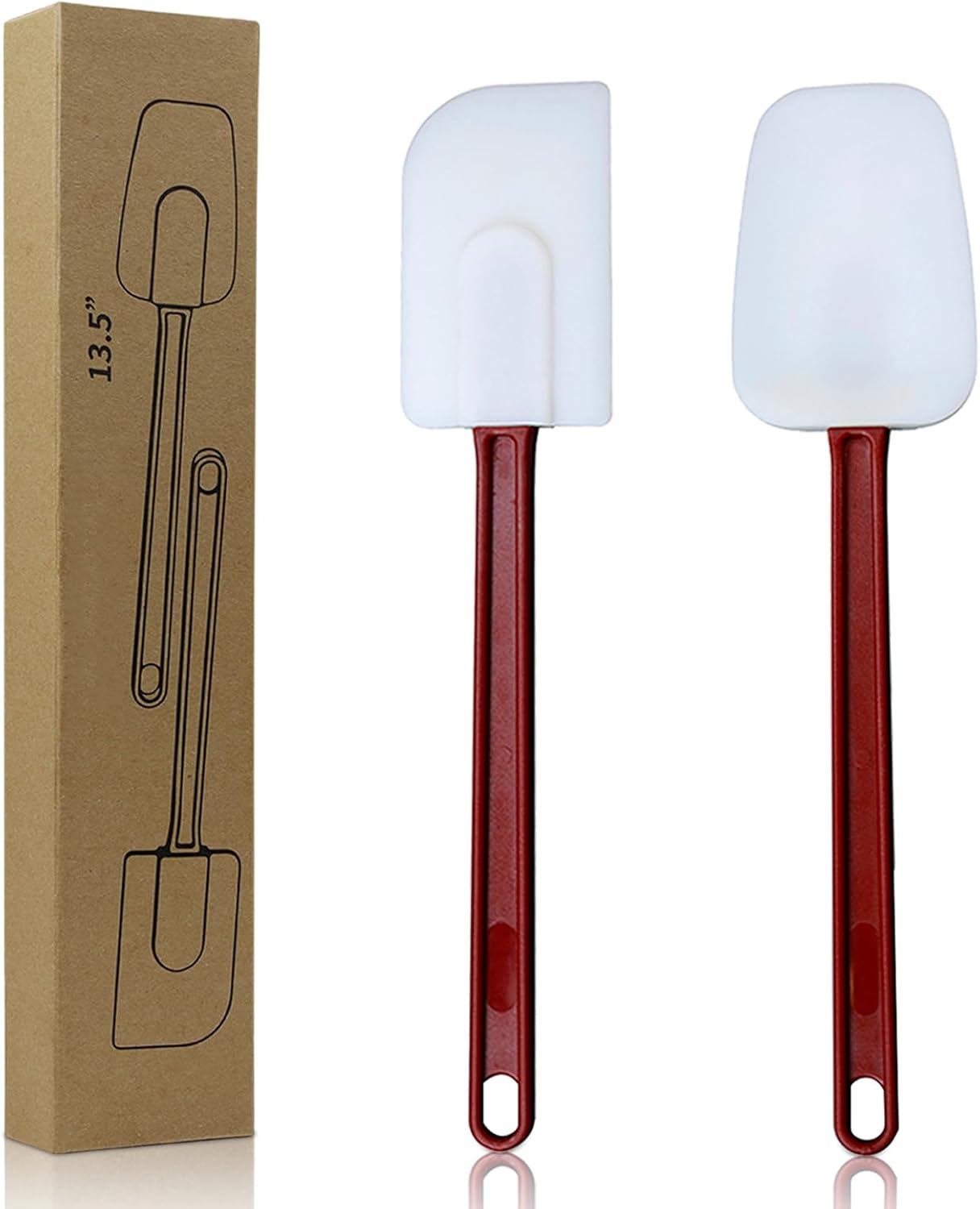 13.5 INCH Silicone Spatulas Heat Resistant Heavy Duty Rubber Spatulas Commercial Spatulas Set for Kitchen Use Silicone Cooking Utensils Sets of 2