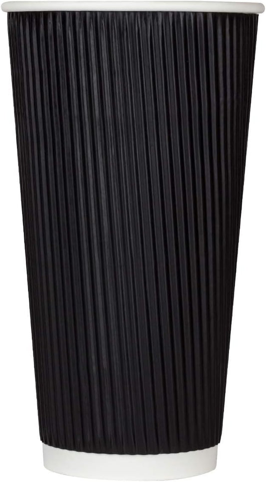Karat C-KRC520B 20 oz Ripple Paper Hot Cups - Black (Case of 500)