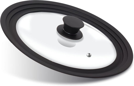 Anaeat Silicone Universal Lid for Pots, Pans and Skillets - Tempered Glass Covered with Heat Resistant Silicone Rim Fits 11", 12" and 12.5" Diameter Cookware -Easy to Use Replacement Frying Pan Cover