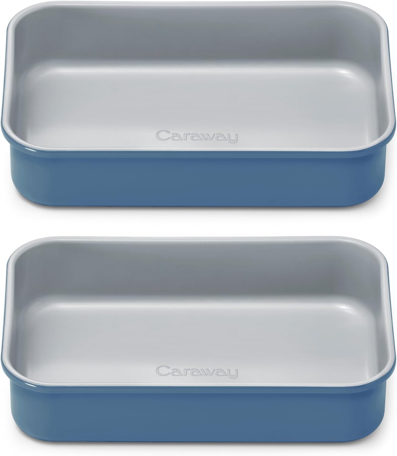 Caraway Nonstick 9” x 6.5” Small Rectangle Baking Pan Duo – Non-Toxic, PTFE & PFOA Free – Aluminized Steel Core – Deep Ceramic Baking Pan for Casseroles, Lasagna & More - Slate