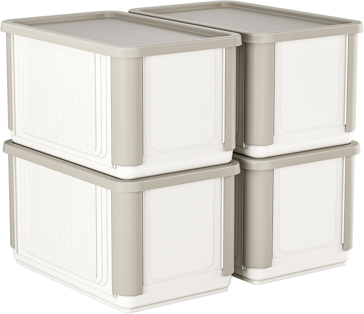 HAIXIN Collapsible Storage Bins with Lids 4 Pack - 62.8 QT Foldable Closet Storage and Organizer Plastic Stackable Storage Box for Home Garage Office Craft