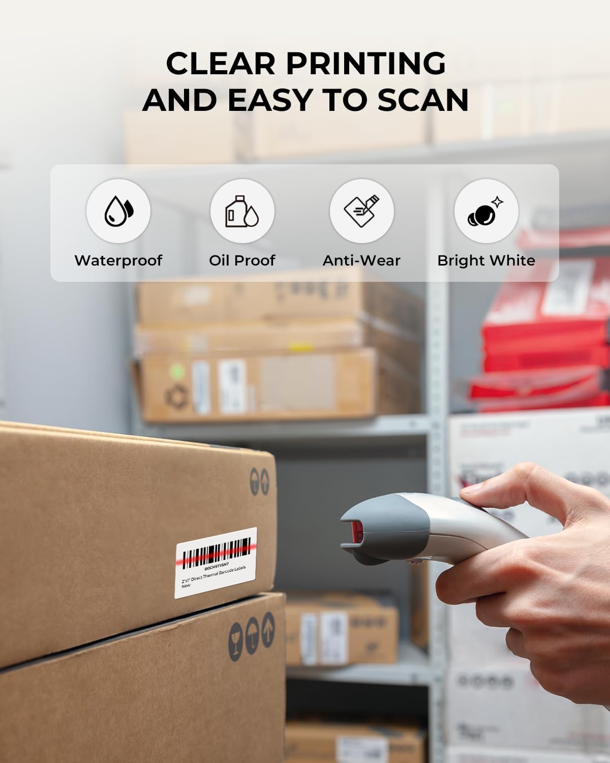 MUNBYN 2x1In Thermal Sticker Labels, Address Barcode Self-Adhesive Label Paper for Direct Thermal Printer and Business, Multi-Purpose Shipping Mailing Name Rectangle White Sticker,6000 Sheets/6 Rolls