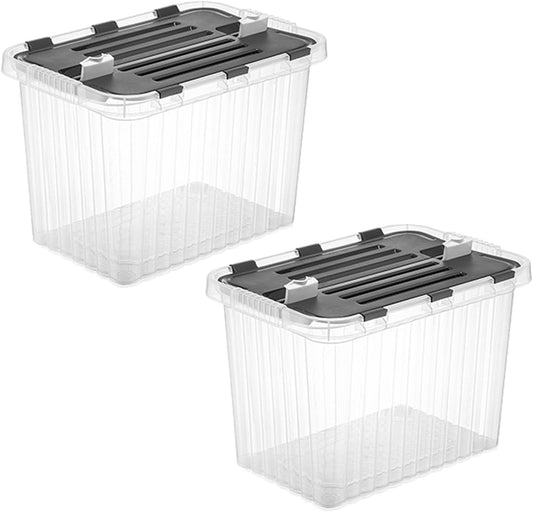 Superio 26 L Deep Storage Container with Hinged Lid (2 Pack)