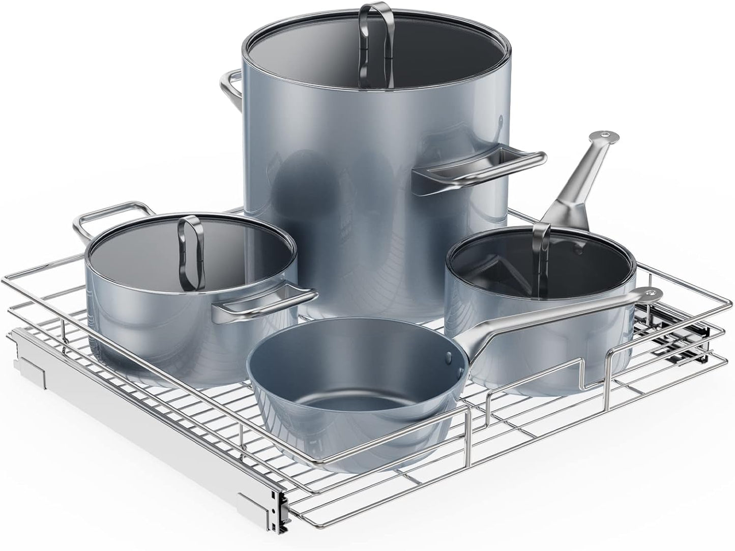 ROOMTEC Pull Out Cabinet Organizer, Cabinet Pull Out Shelves 20" W x 21" D, Heavy Duty Cabinet Drawers Slide Out Kitchen Cabinet Organizers Storage Shelf