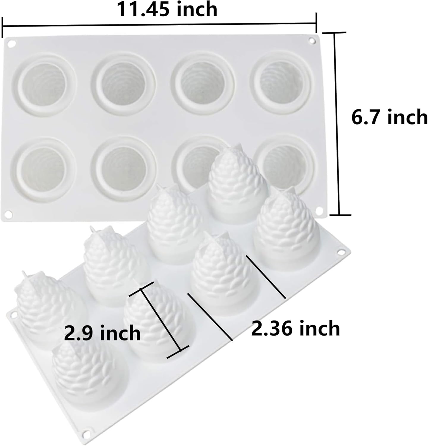 OCPO KITCHEN 3D Pinecone Silicone Mold for Baking Mousse Cake, French Dessert, Soap, Candles, Christmas Cake Decorating Mold, Pinecone Shape (8-Cavity)