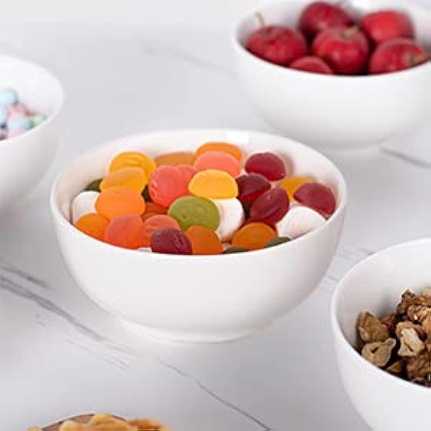 DELLING Soy Sauce Dish Ceramic 4oz Dipping Bowls - White Porcelain Dip Bowls, Set of 6