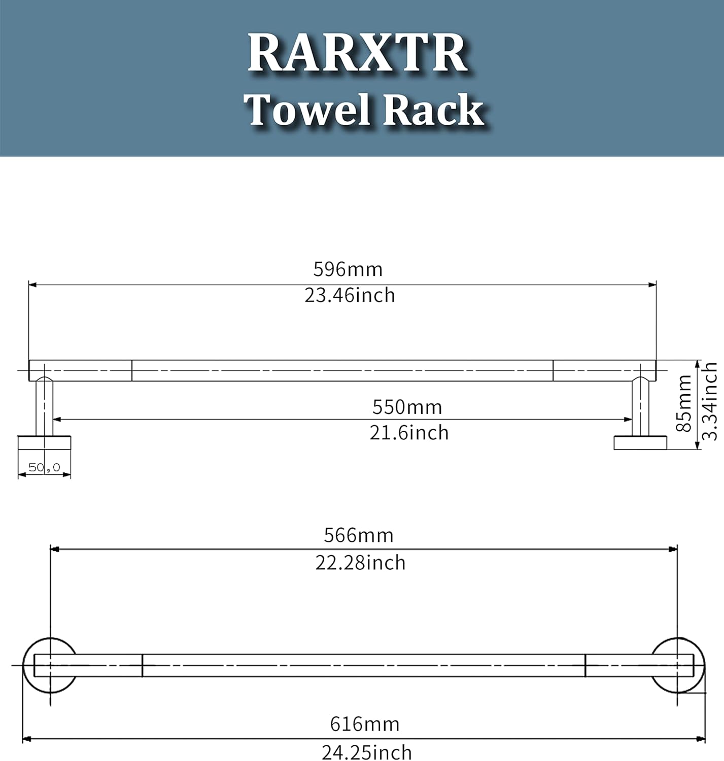 24 Inch Brushed Towel Bar Towel Rack for Bathroom Kitchen Hand Towel Holder Dish Cloths Hanger SUS304 Stainless Steel RUSTPROOF Wall Mount (Brushed Grey)