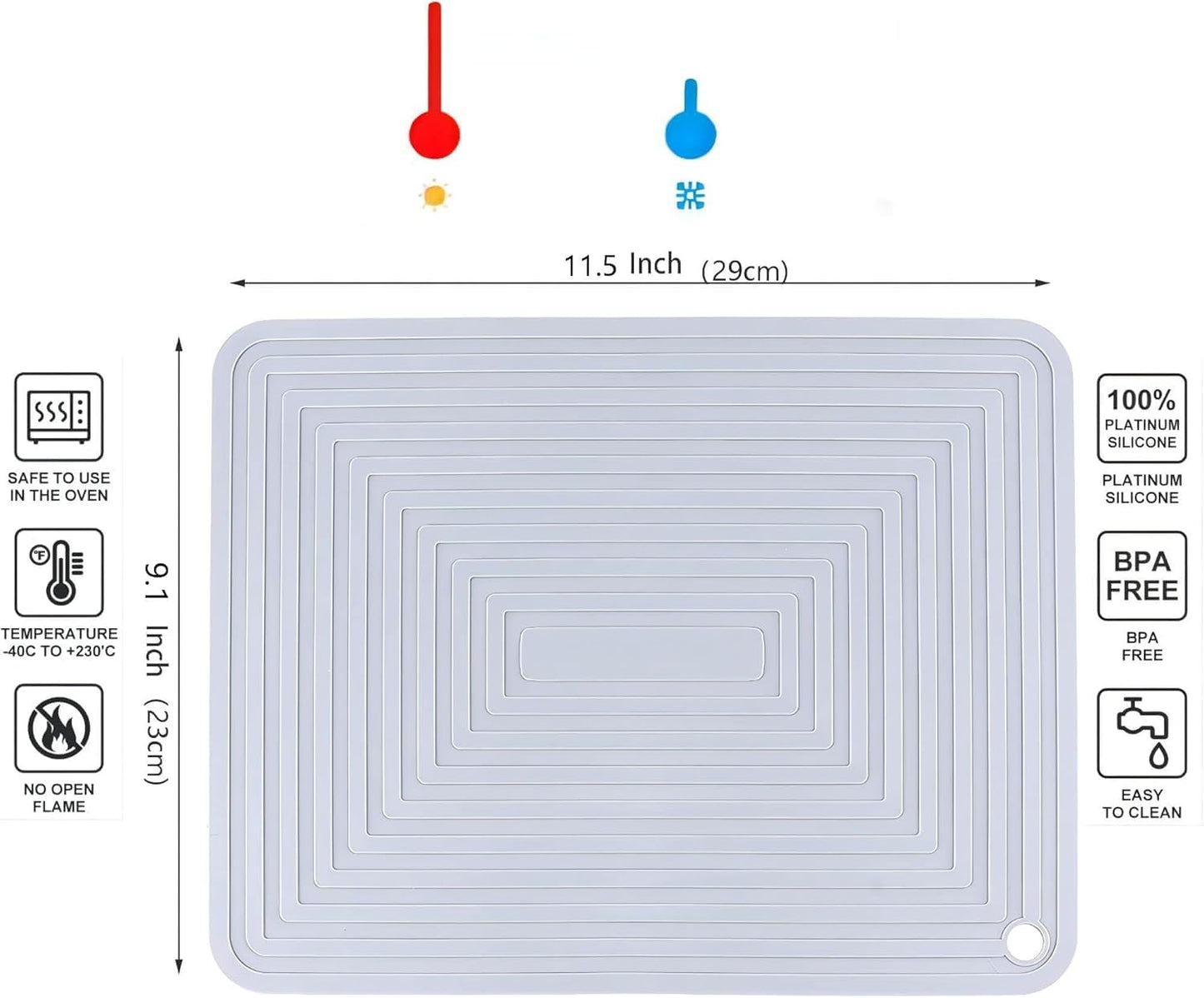 Silicone Trivets Mats Set 2, Red Silicone Hot Pads for Kitchen, Multi-Purpose Heat Resistant Pot Holders, 9 x 12 Inches