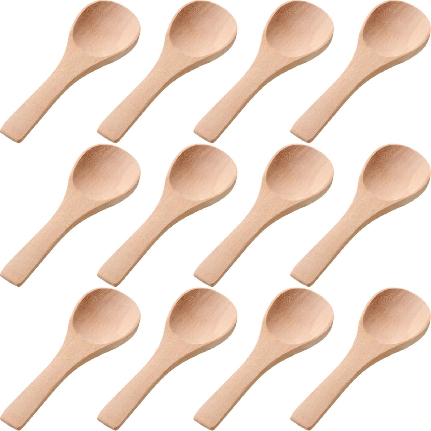 Boao 50 Pcs Small Wooden Spoons, 3.5'' L, Mini Wood Natural Tiny Spoons Wooden Little Teaspoons for Jars Sugar Creamer Honey Spices Salt Kitchen Supplies (Wood Color)