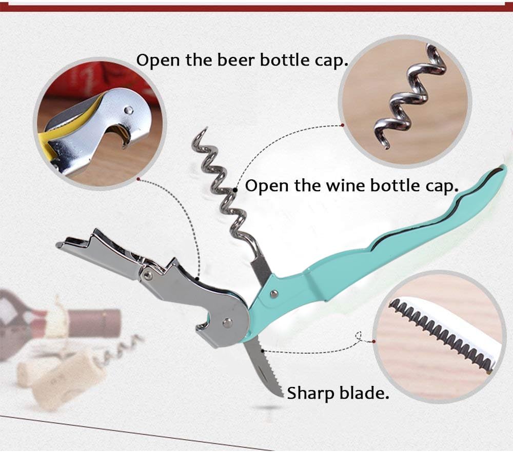 RECUTMS Wine Opener Pack 12 Pack Corkscrews for Wine Bottles Heavy Duty Stainless Steel with Foil Cutter Small Stainless Steel Gift for Home Wedding Party Bartenders Servers Waiter（cyan-blue）