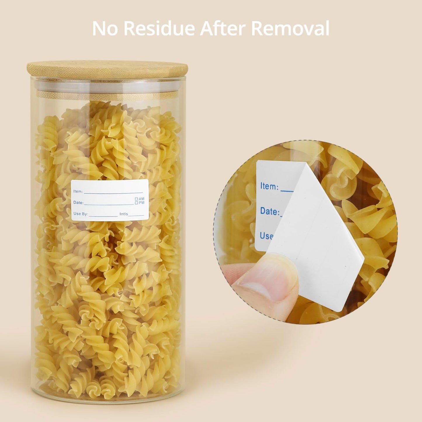 QWORK Dissolvable Food Labels (1000pcs) - 2 Rolls Removable Labels for Food Containers, Freezer Labels, Writeable Date Labels