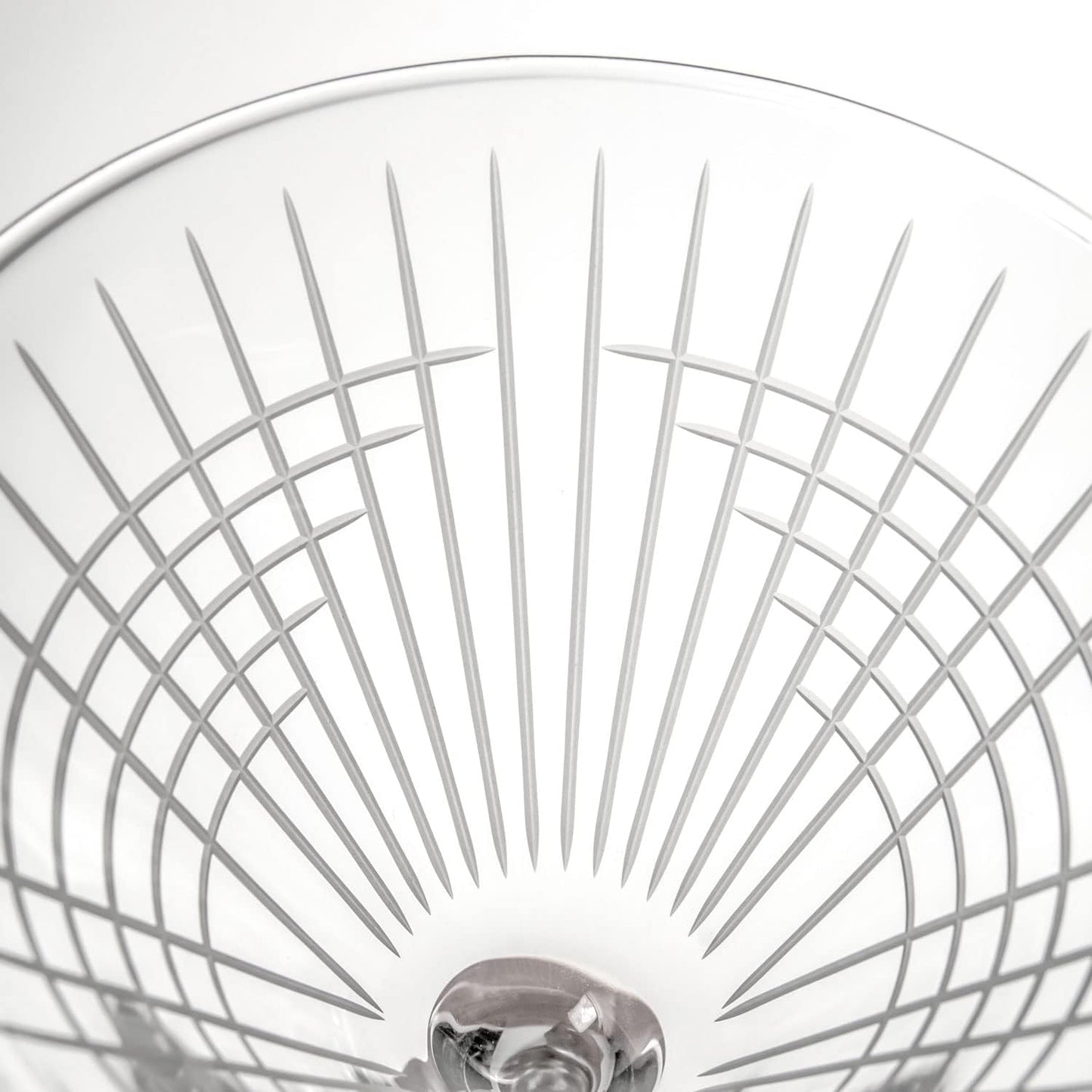 Rolf Glass Matchstick Martini Glass - Set of 4 Stemmed 10 Ounce Martini Glasses - Lead-Free Glass - Diamond-Wheel Engraved Cocktail Glasses - US Made