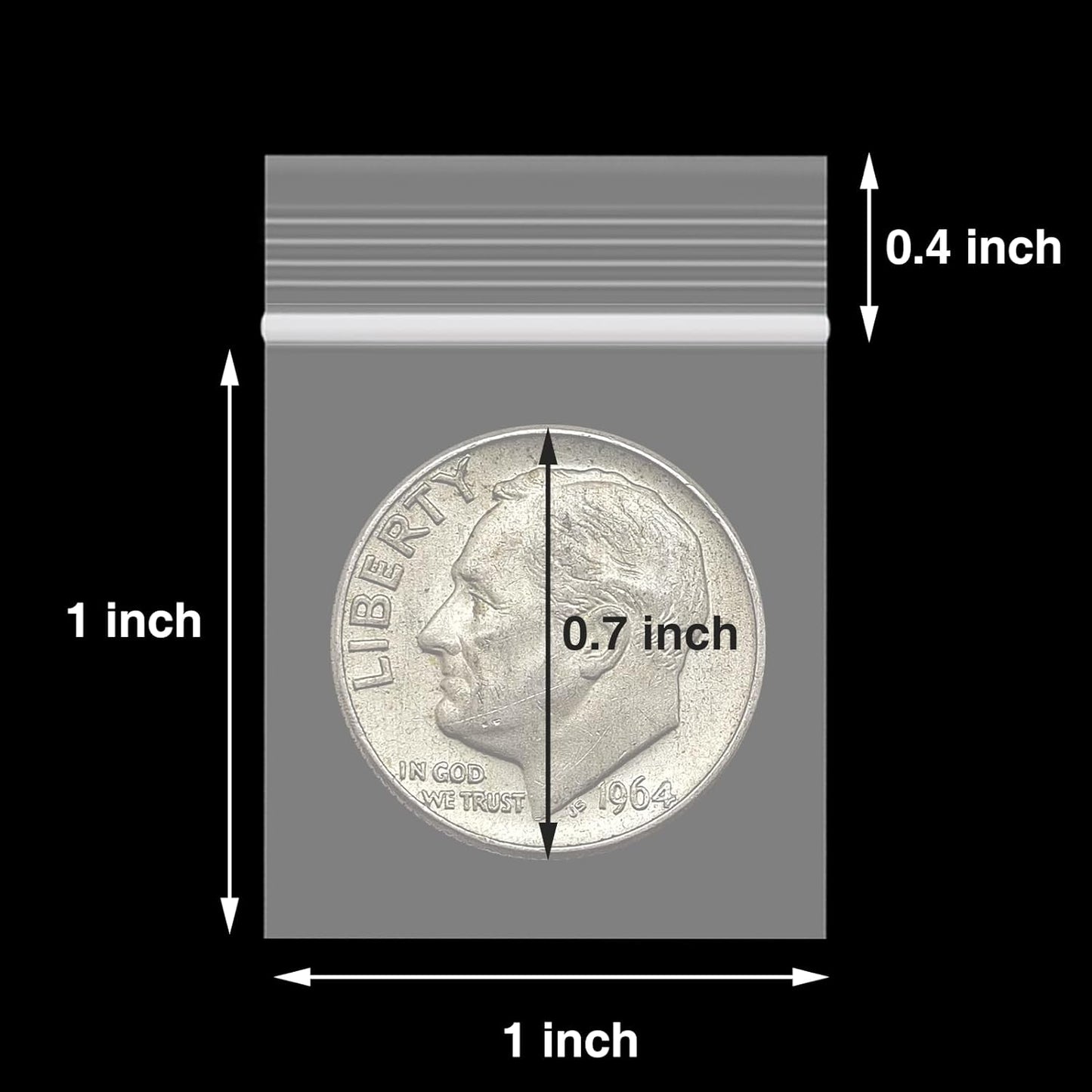 300pcs 1" x 1" Plastic Zip Bags, 2 mil Thick, Clear Small Pill Bag, Mini Zip Baggies, Reclosable Zipper Poly Bag for Travel, Storage, Packaging