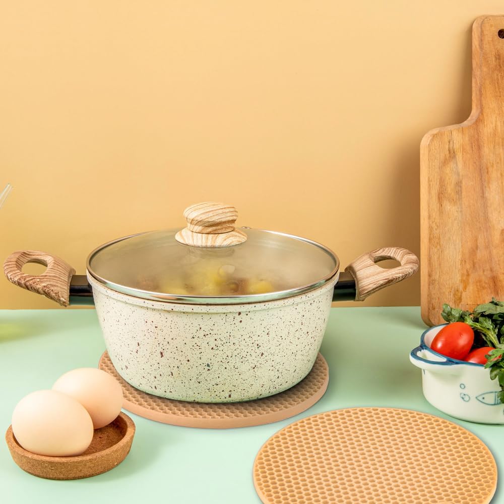 homEdge Silicone Trivets Mat, 6 Packs Multipurpose Non Slip Heat Resistant Pot Holder-Tan