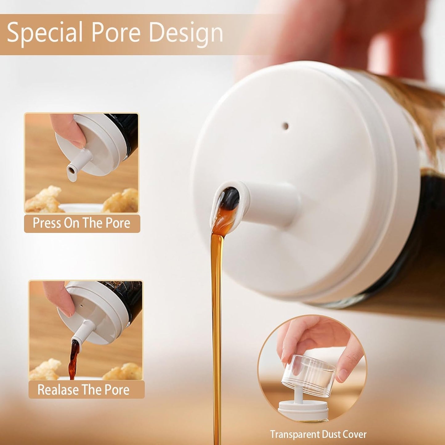 3-Pack Leakproof Small Glass Oil and Vinegar Dispenser Bottles - Perfect for Kitchen Use - 3.38oz Each