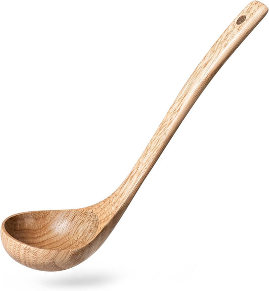 Wooden Soup Ladle, 11.2" Handle, 2 fl oz Medium Scoop Utensil for Serving & Cooking, Schima Wooden Ladle – Wood Spoon for Soup Natural and Sustainable