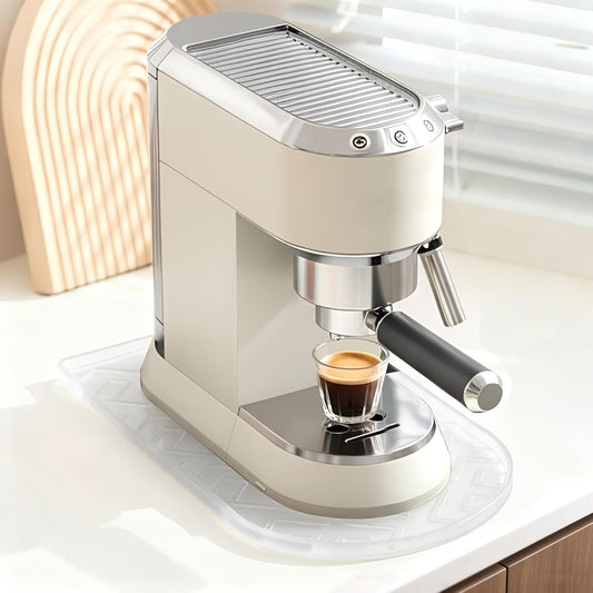 Silicone Coffee Mat,15.8"x 7.8"in Bar Mat for Countertop,Heat-Resistant,Non-Slip,Leak-Proof,Fit for Coffee Maker/Espresso Machine-Translucent