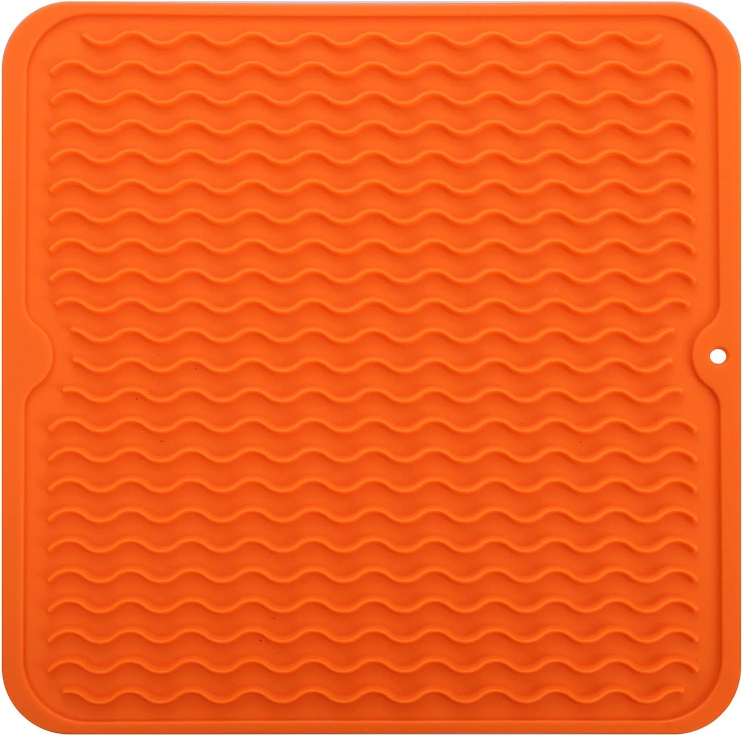 Silicone Dish Drying Mat for Multiple Usage,Easy clean,Eco-friendly,Heat-resistant Silicone Mat for Kitchen Counter or Sink,Refrigerator or Drawer liner Orange M 12 inches x 12 inches