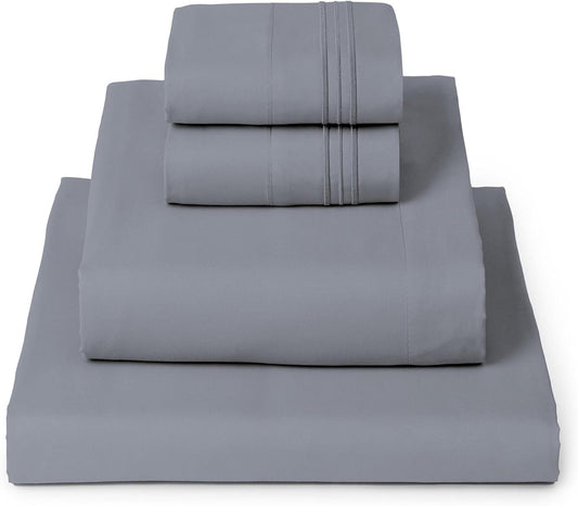 Mellanni Queen Sheets Set - 4 PC Iconic Collection Bedding - Hotel Luxury, Extra Soft, Cooling Bed Sheets - Wrinkle, Fade, Stain Resistant (Queen, Mineral Gray)