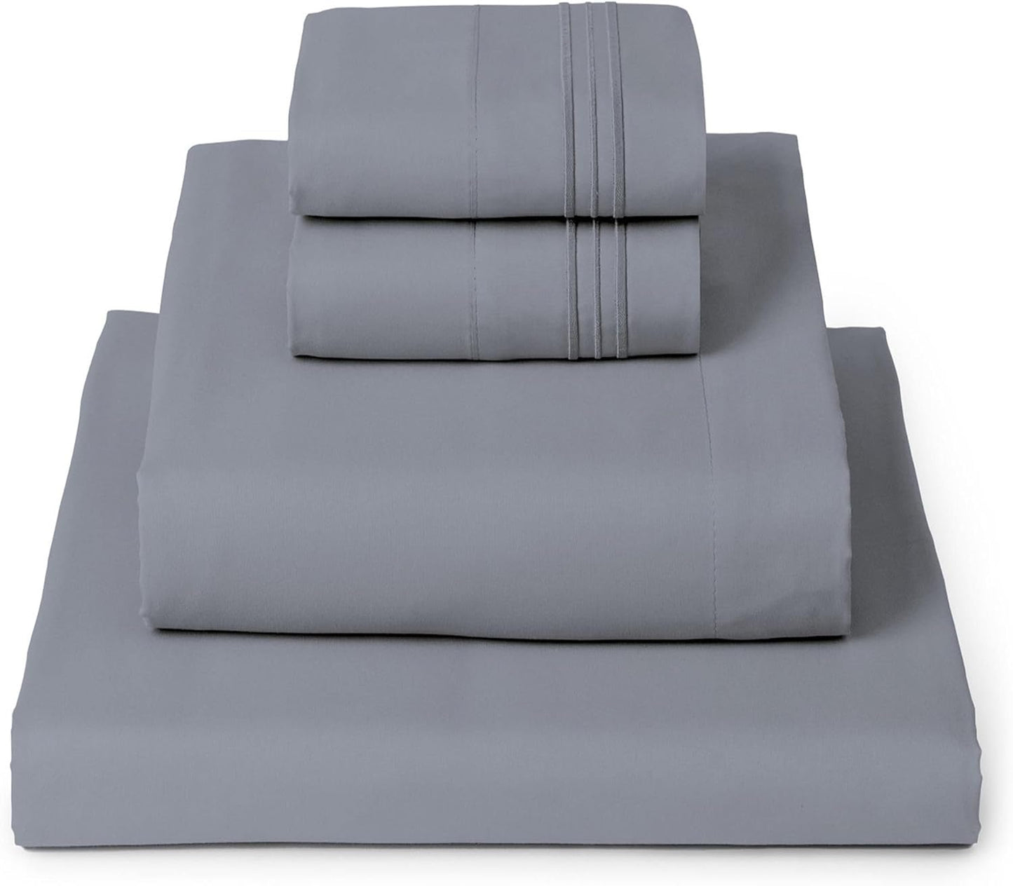 Mellanni Full Sheets Set - 4 PC Iconic Collection Bedding - Hotel Luxury, Extra Soft, Cooling Bed Sheets - Wrinkle, Fade, Stain Resistant (Full, Mineral Gray)