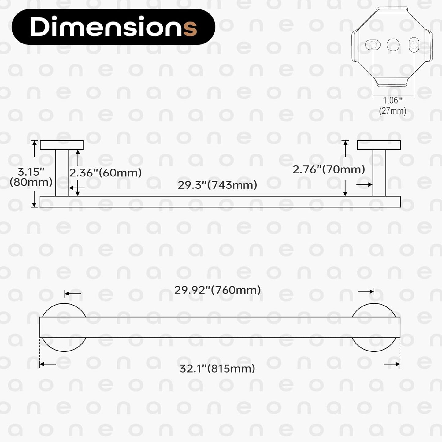 32 Inch Bathroom Towel Bar Bath Towel Rack Kitchen Towel Holder Long Towel Rails Wall Mounted SUS304 Stainless Steel Polished Chrome AN4001CH-L32