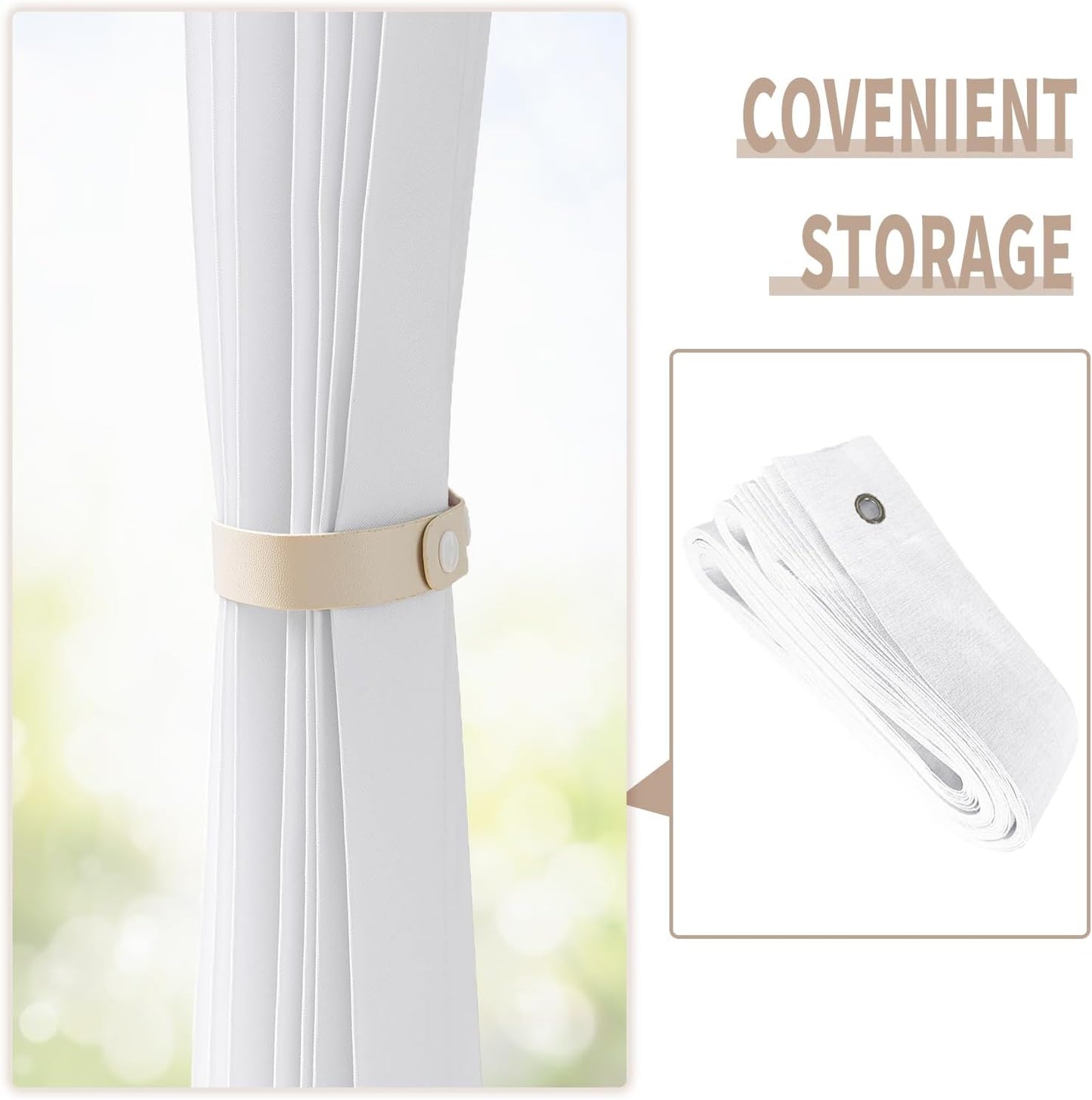 Vatge Pleated Folding Curtains for Doorway - Laundry Room Curtains for Doorway, Bedroom, and Closet Without Door, Room Divider Curtain for Closet Door, 1 Panel with Tieback, W52 x L78, White