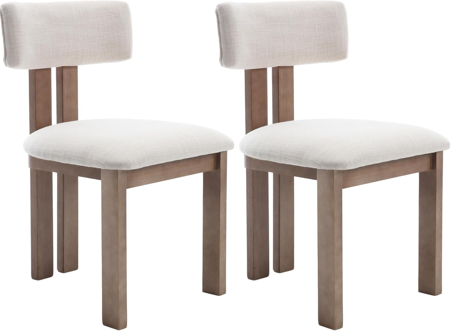 chairus Dining Chairs Set of 2 Linen Fabric Diner Chairs Farmhouse Wood Chairs for Kitchen and Dining Room, Beige