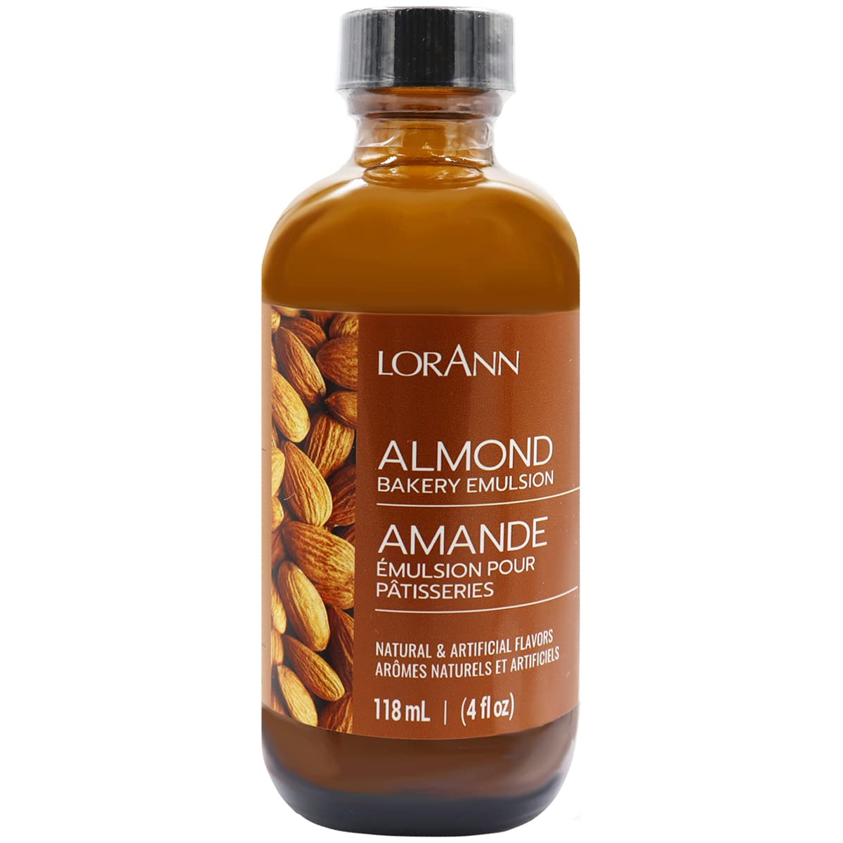 LorAnn Oils Almond Bakery Emulsion: True Essence, Ideal for Boosting Fruit Tones in Cakes, Cookies & Desserts, Gluten-Free, Keto-Friendly, Extract Substitute Essential for Your Kitchen, 4 Oz