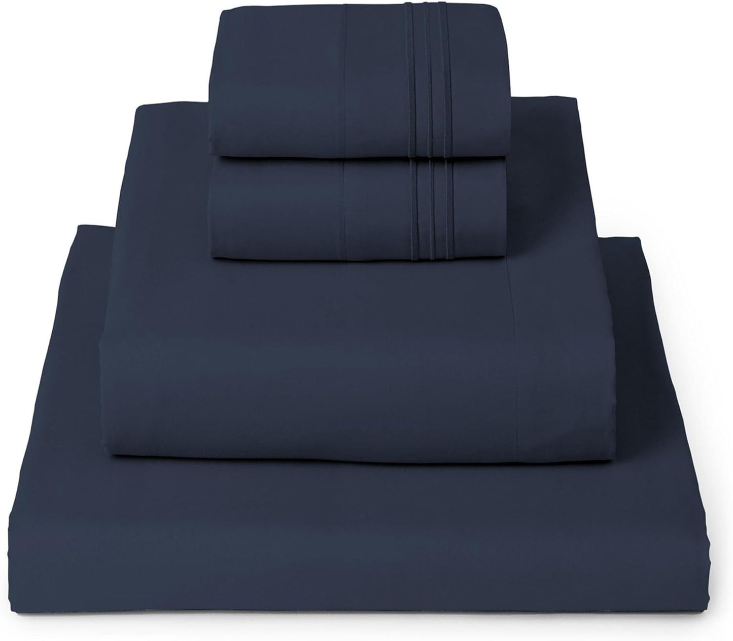 Mellanni Full Sheets Set - 4 PC Iconic Collection Bedding - Hotel Luxury, Extra Soft, Cooling Bed Sheets - Wrinkle, Fade, Stain Resistant (Full, Navy Blue)